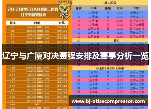 辽宁与广厦对决赛程安排及赛事分析一览